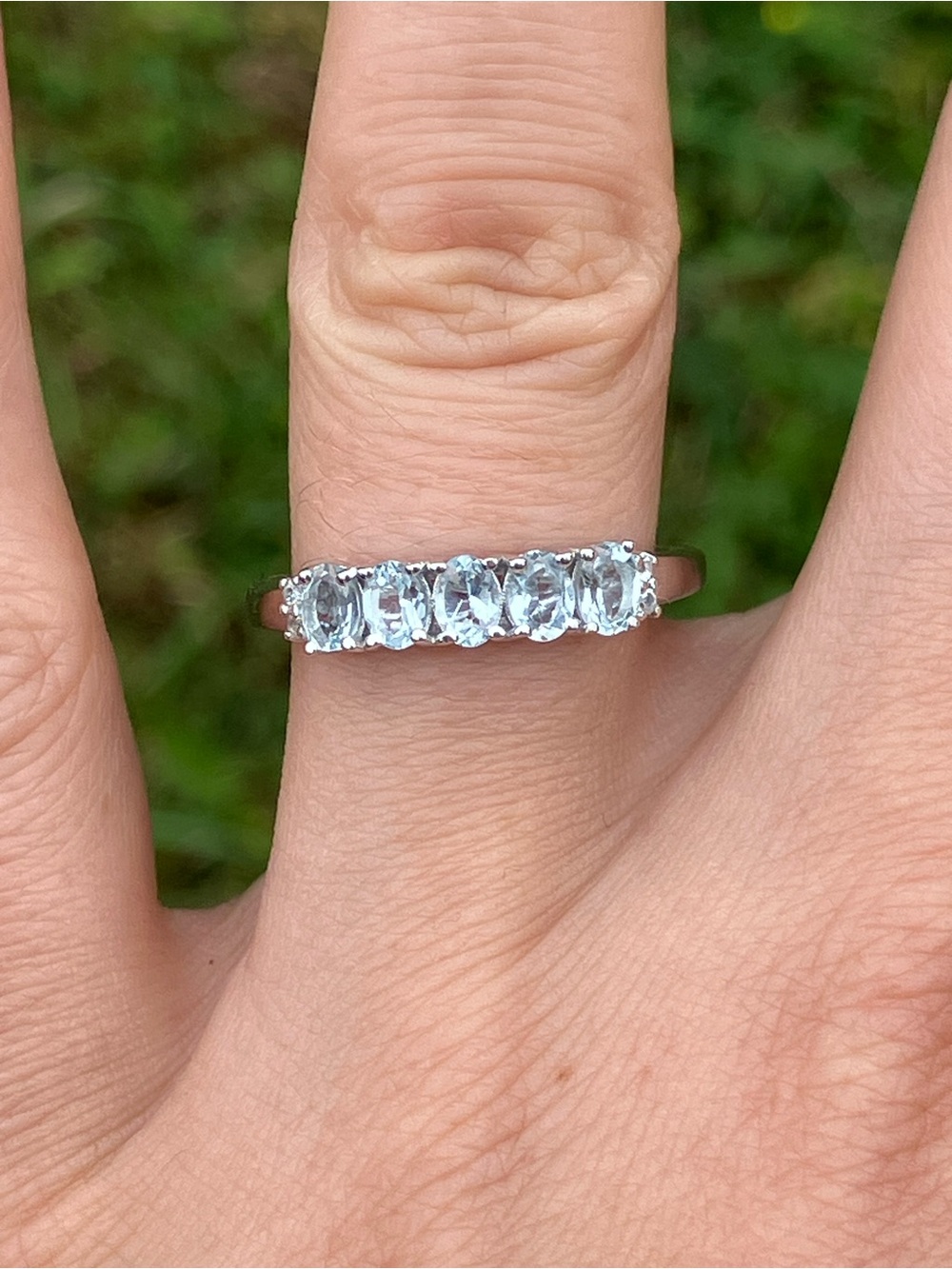 Natural Aquamarine Sterling Silver Ring Size 8